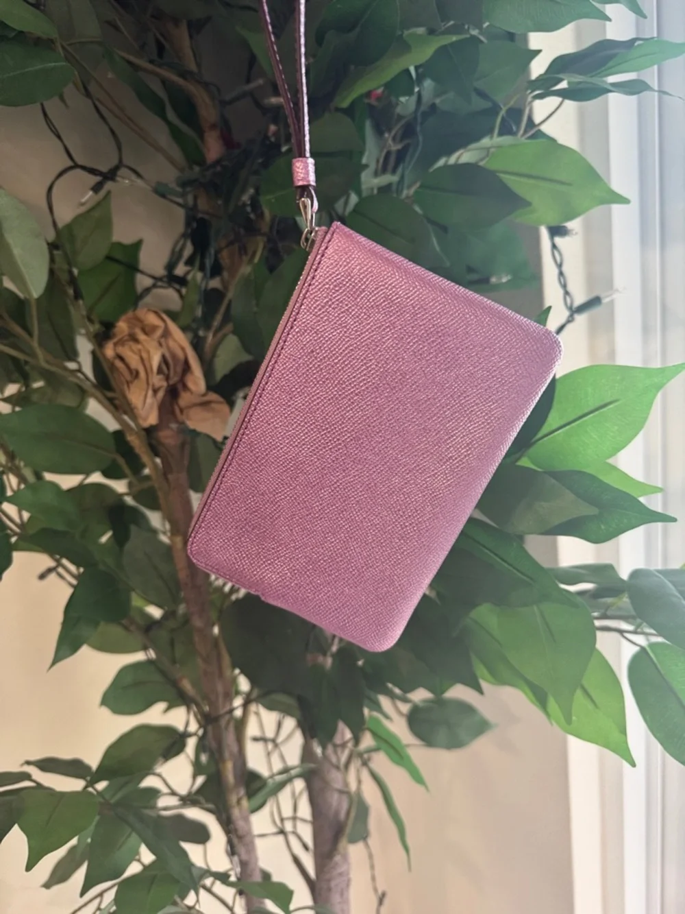 Coach Lavender Leather Wristlet Pouch